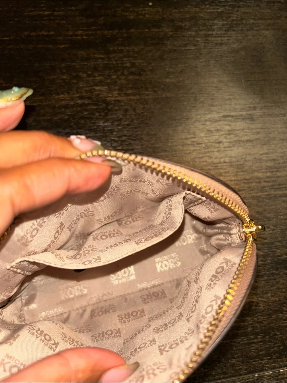 Michael Kors Blush Pink Saffiano Cosmetic Makeup Bag Travel Pouch Small